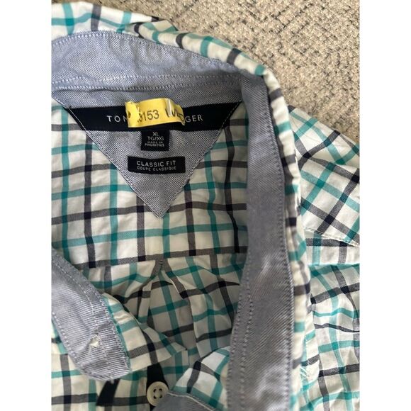 Tommy Hilfiger Blue Plaid LS‎ Button Down Dress Shirt Sz XL Preppy Office - Picture 3 of 6